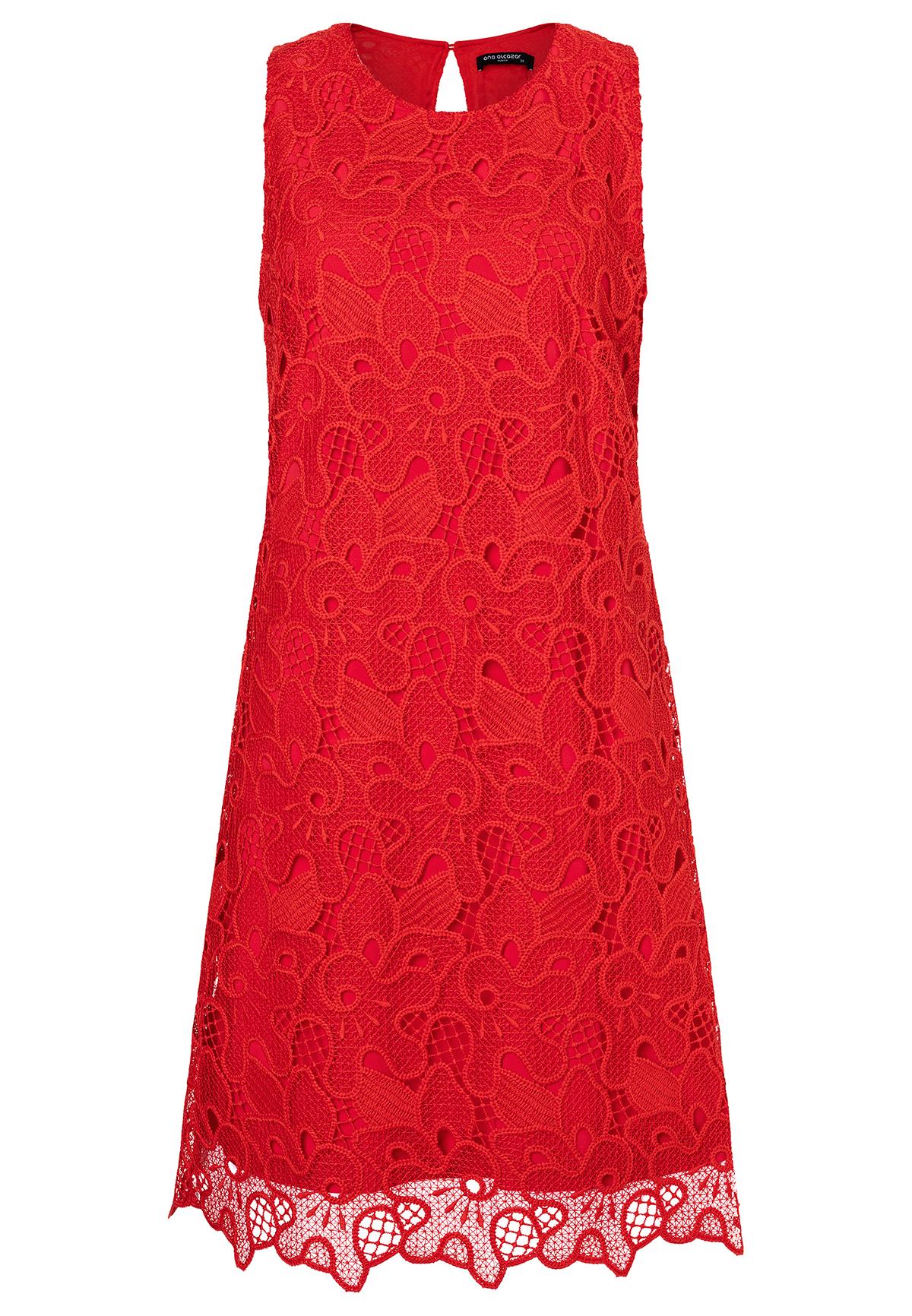 Sleeveless A-line dress Zafina in red lace