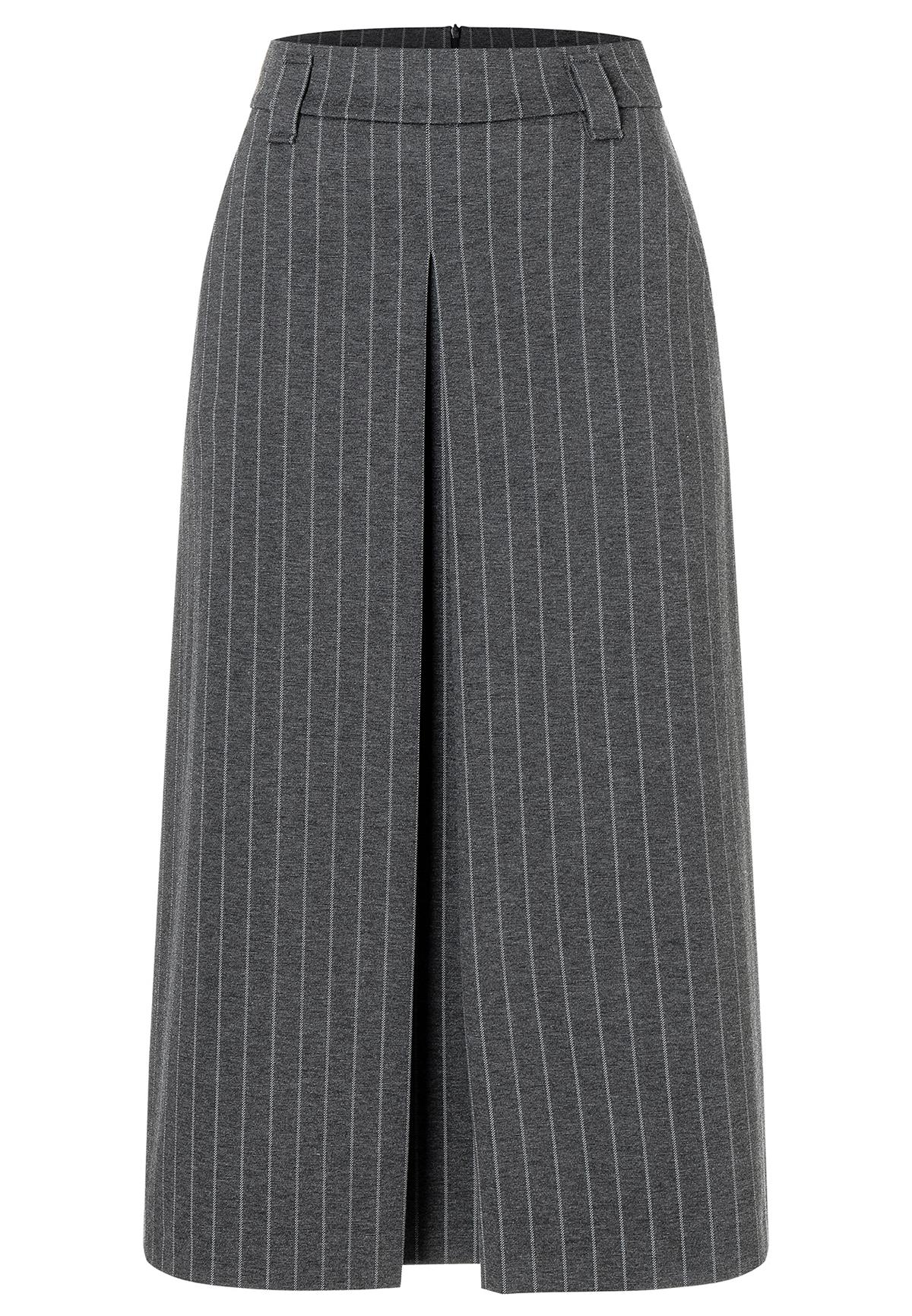 Somea midi skirt with pinstripes in grey & white