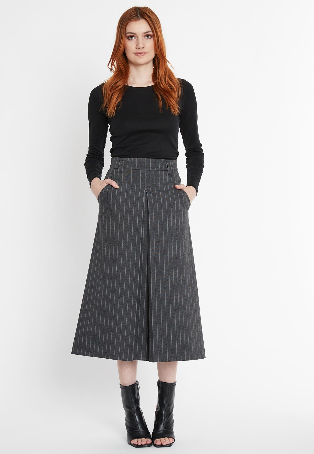 Somea midi skirt with pinstripes in grey & white