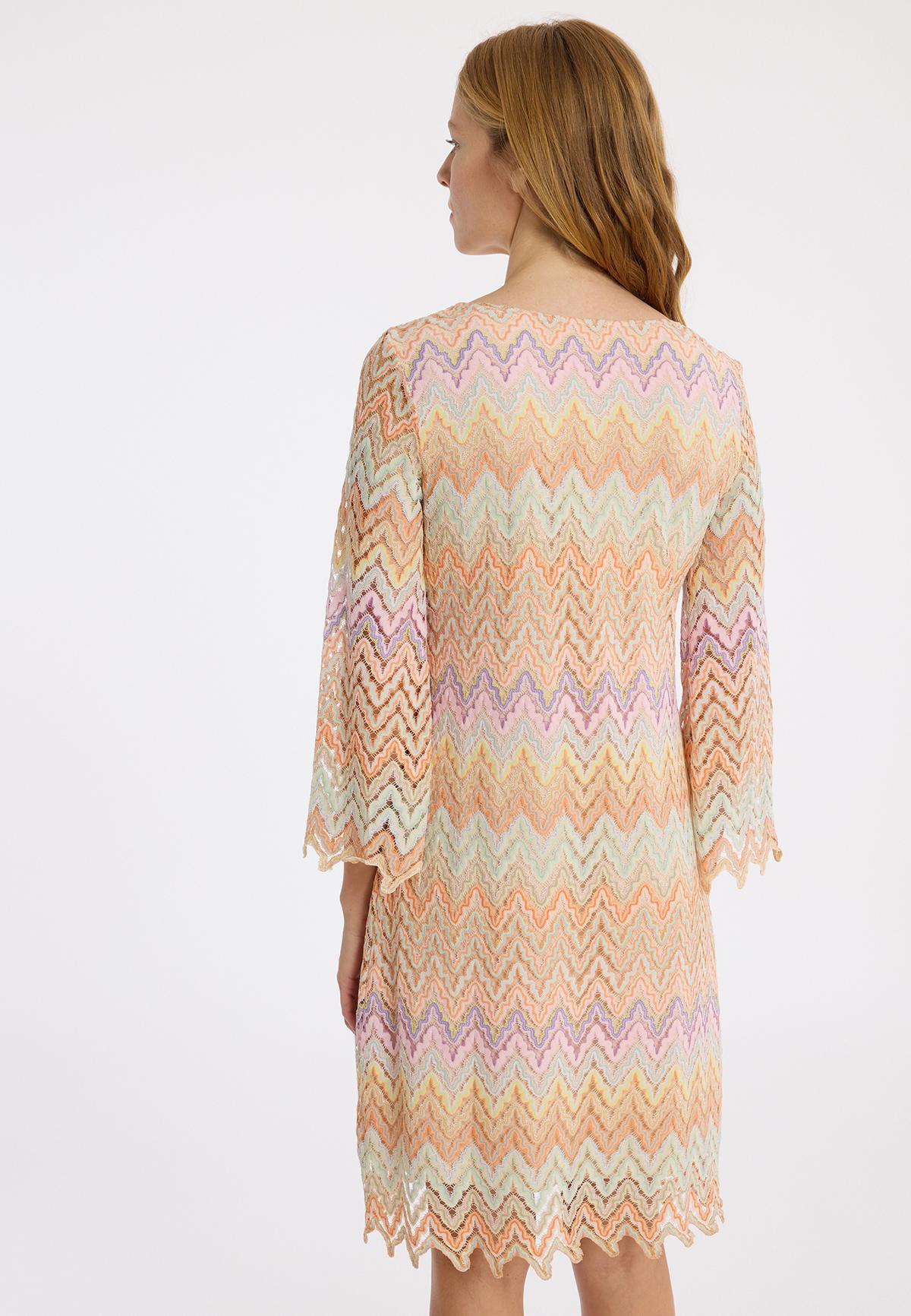 Zanina knitted dress with zigzag pattern in lilac, orange and green
