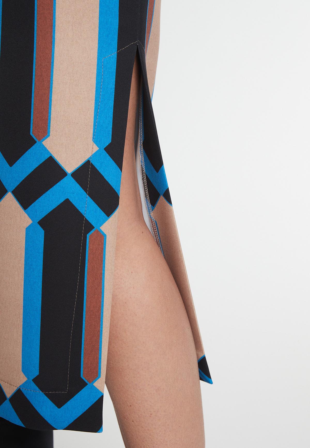 Majane midi pencil skirt with graphic print in blue and beige