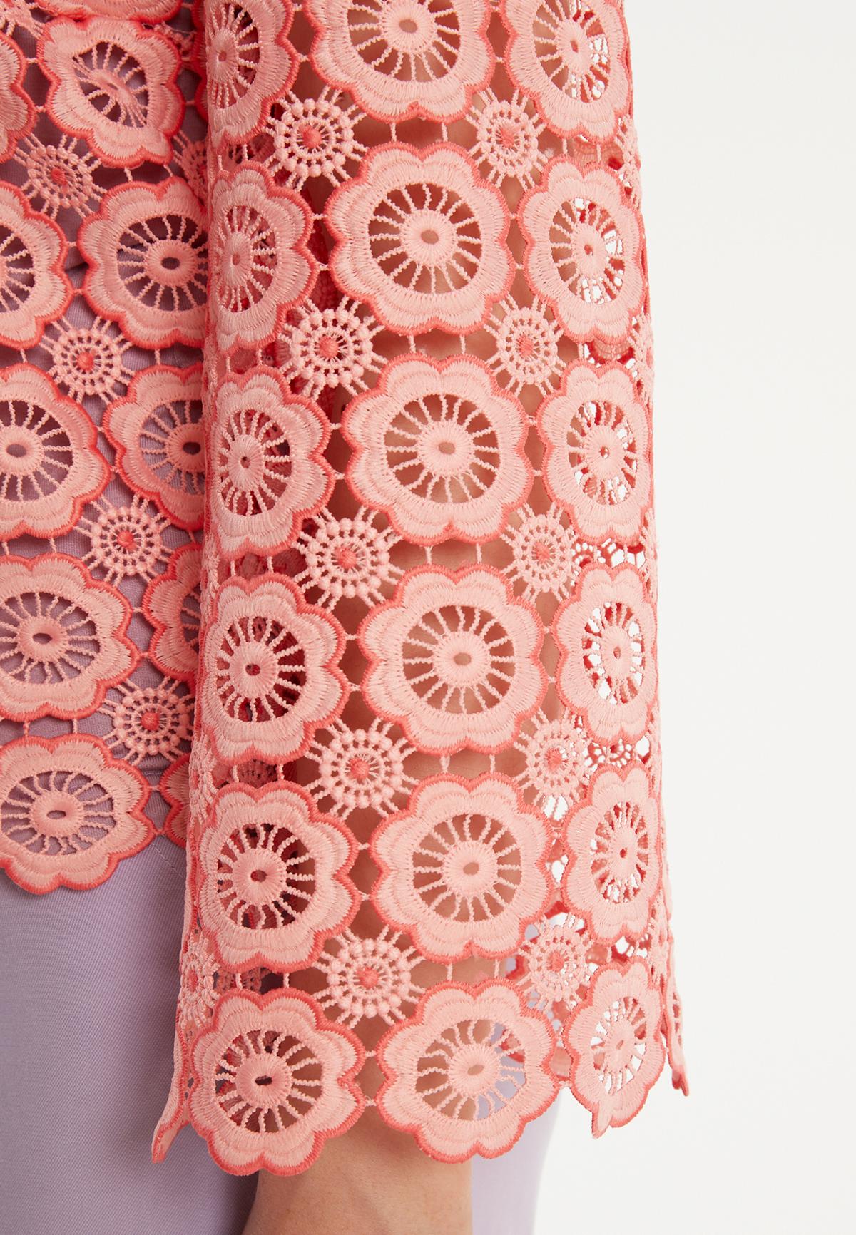 Delicate lace jacket Zaha in pink with floral pattern