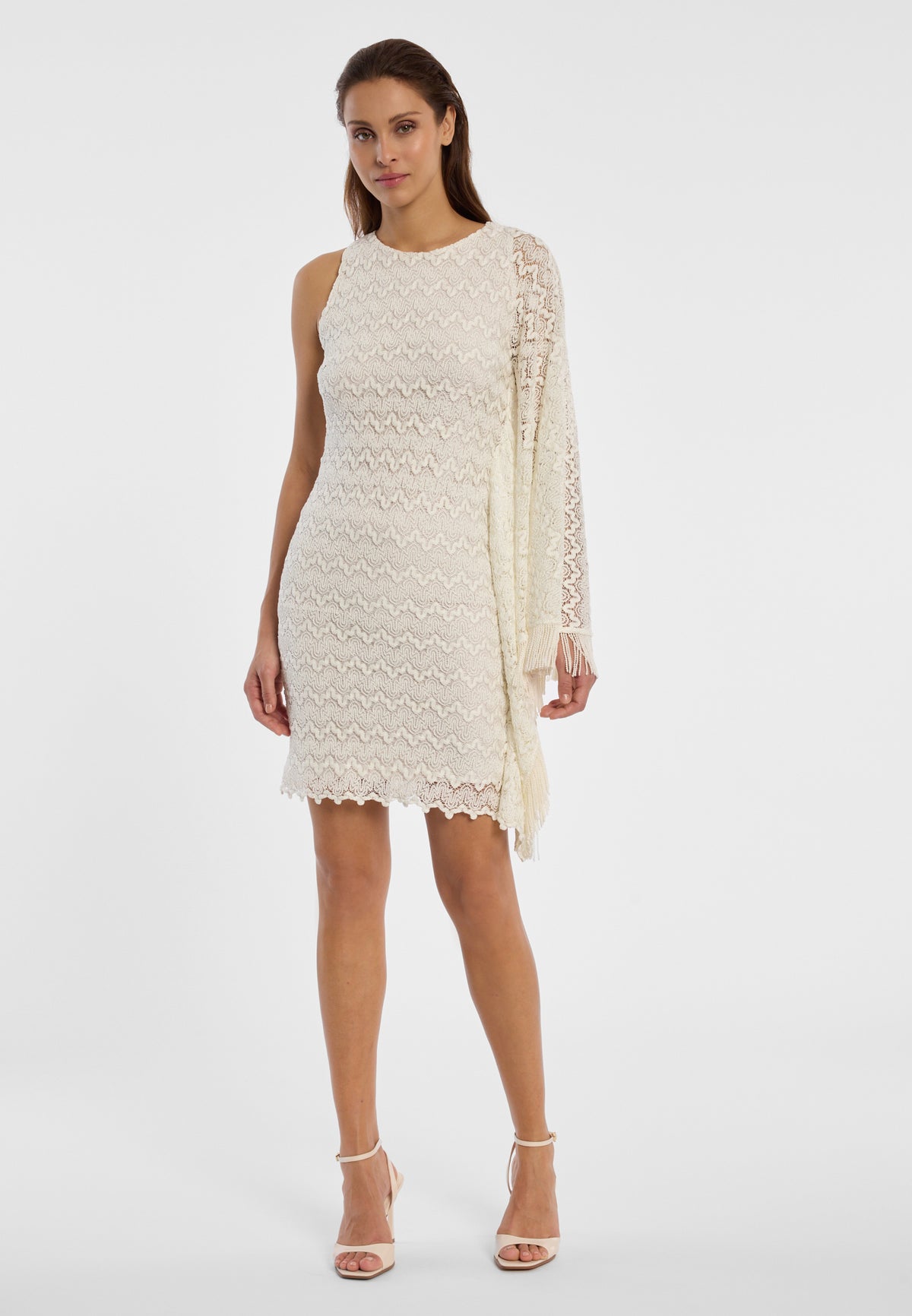 One-shoulder knit dress Dillu in white