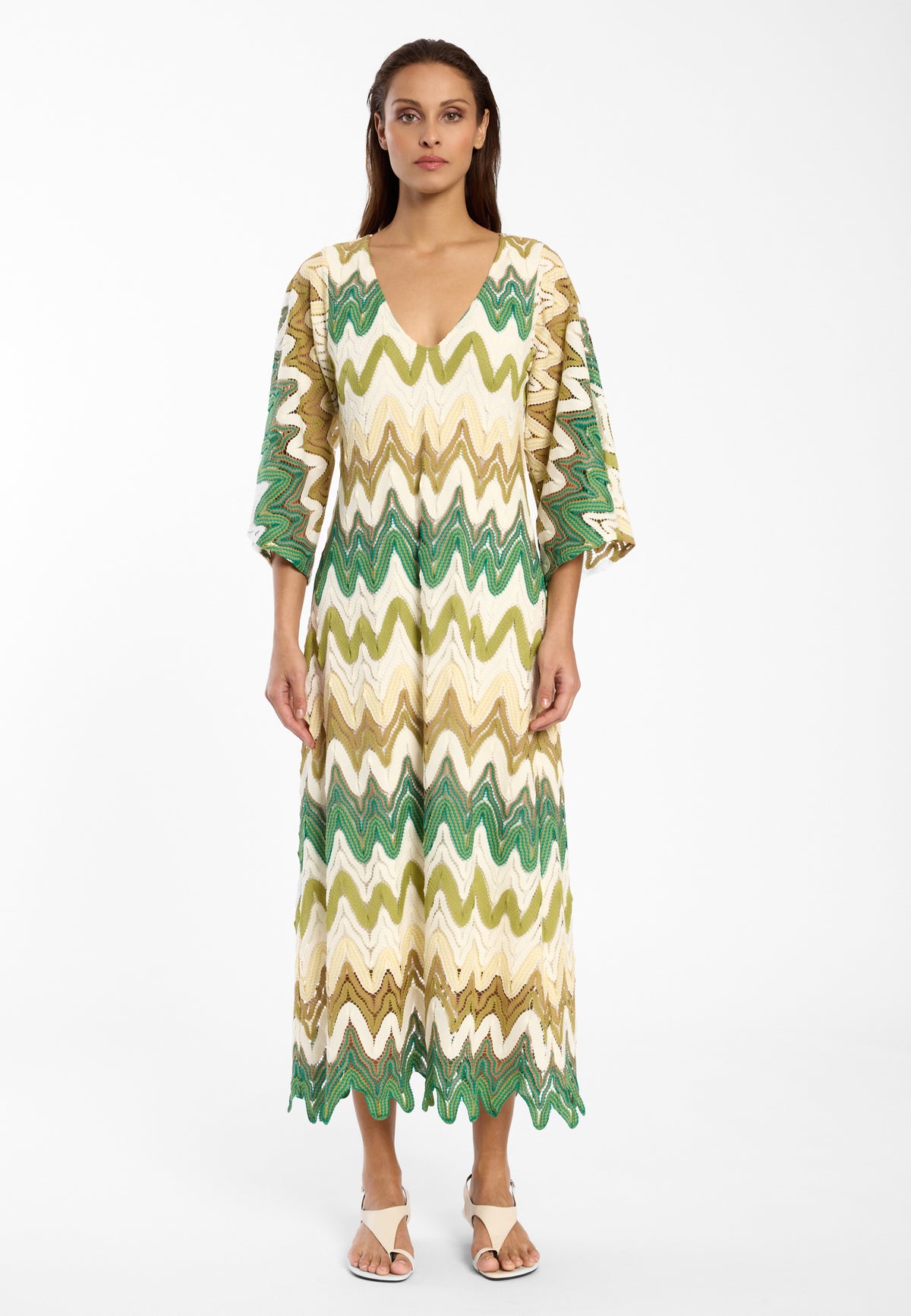 Kaftan dress Dinah in green summer knit Kaftan dress Dinah in green summer knit