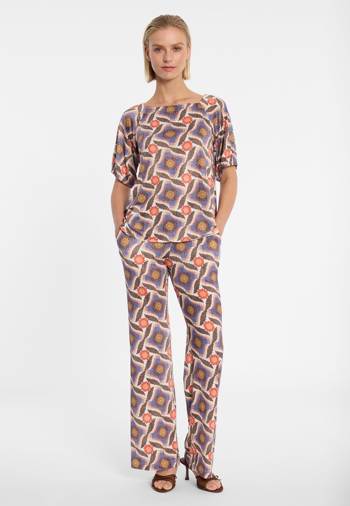Retro-Printhose Dolve in Blau & Braun