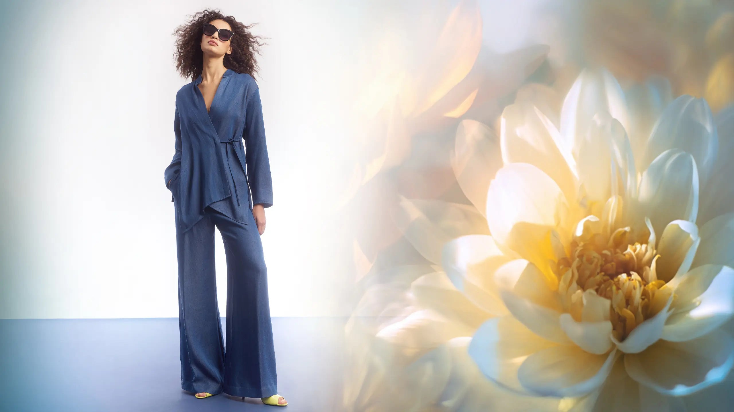 Jeans Kimono Top und Palazzohose im Set - Ana Alcazar